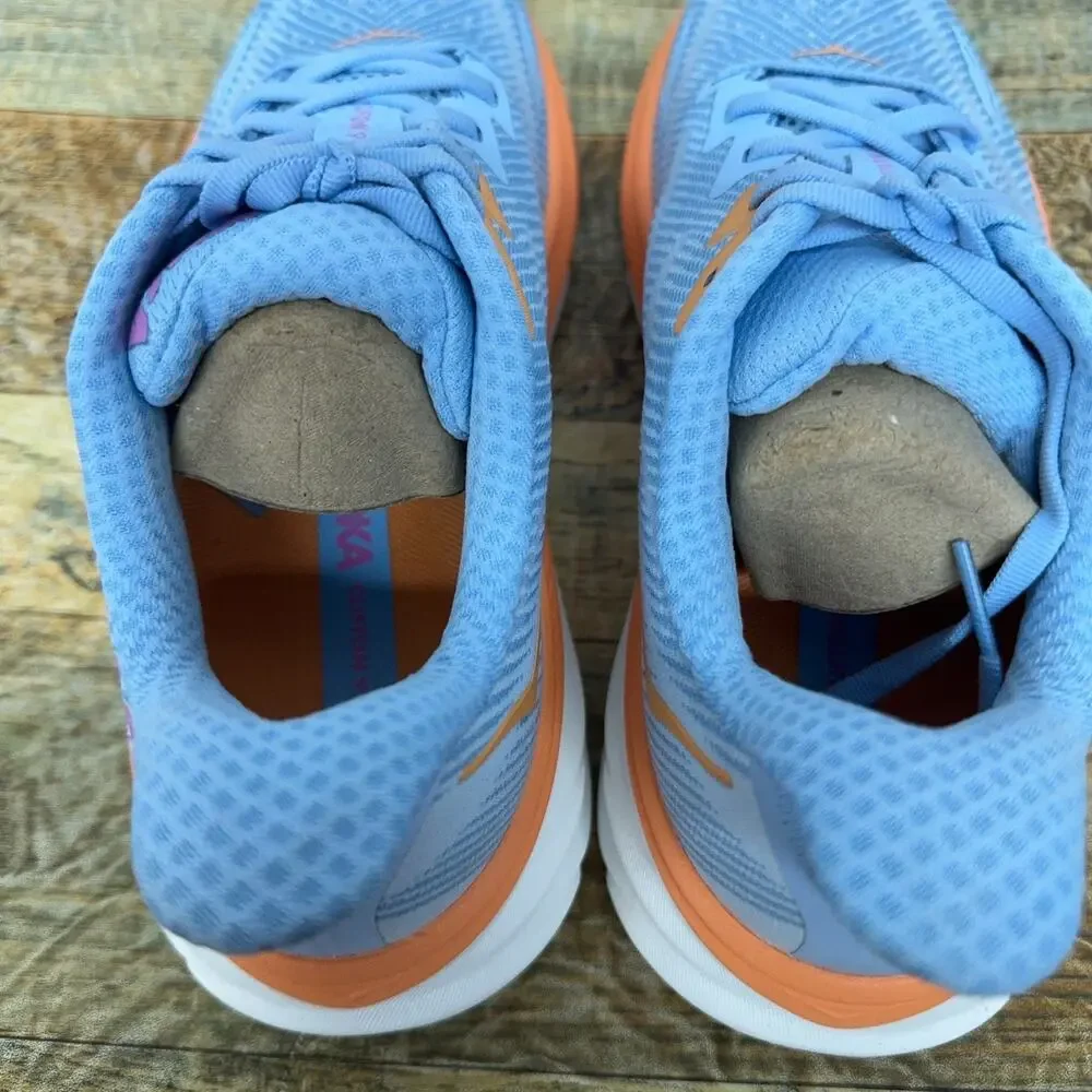 Hoka One One Clifton 9 Airy Blue White Orange 1127896-ABIW Womens Size 9.5 B New